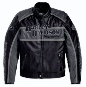 Veste de moto en cuir Harley Davidson Classic Cruiser Gris pour homme 98140-10VM